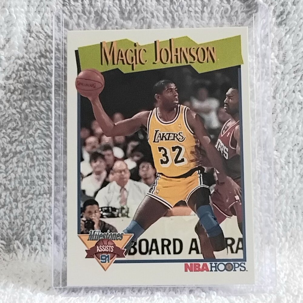5/$20 Mint 1991 NBA Hoops Magic Johnson Milestone Assists NBA Card 316!!